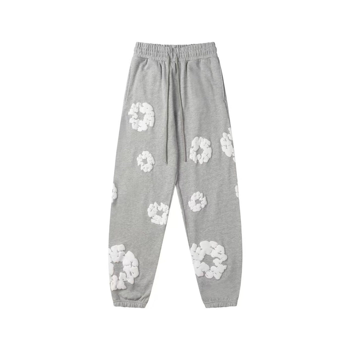 "Denim Tears" Grey Floral Pattern Oversized Sweatpants
