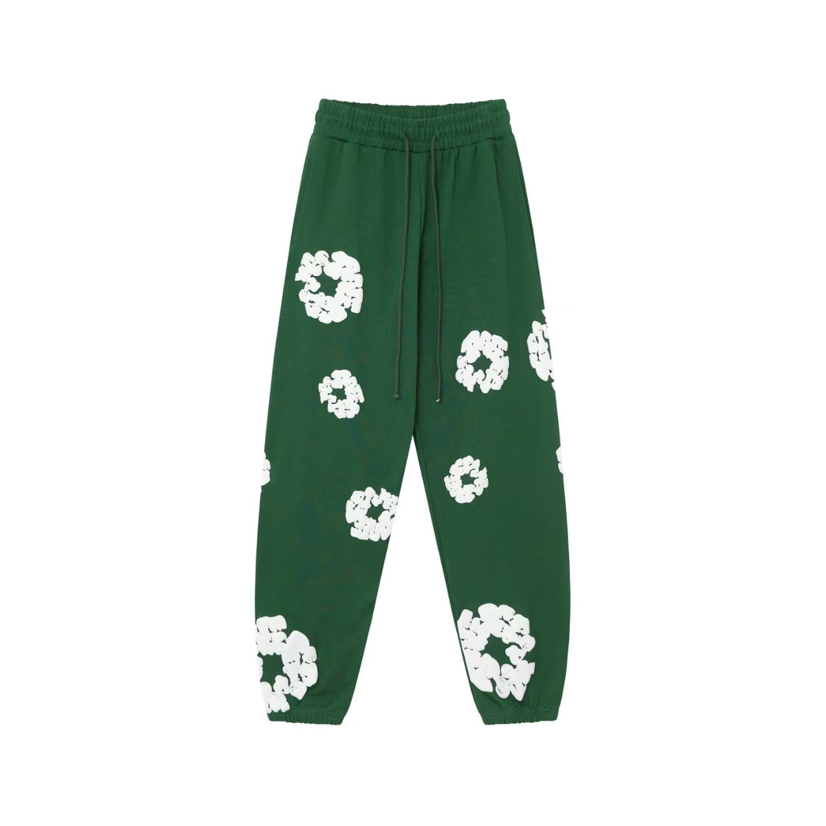 "Denim Tears" Dark Green Floral Pattern Oversized Sweatpants