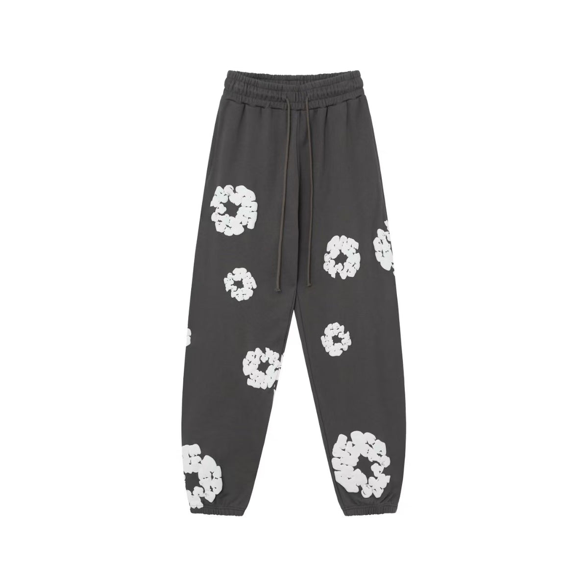 "Denim Tears" Charcoal Grey Floral Pattern Oversized Sweatpants